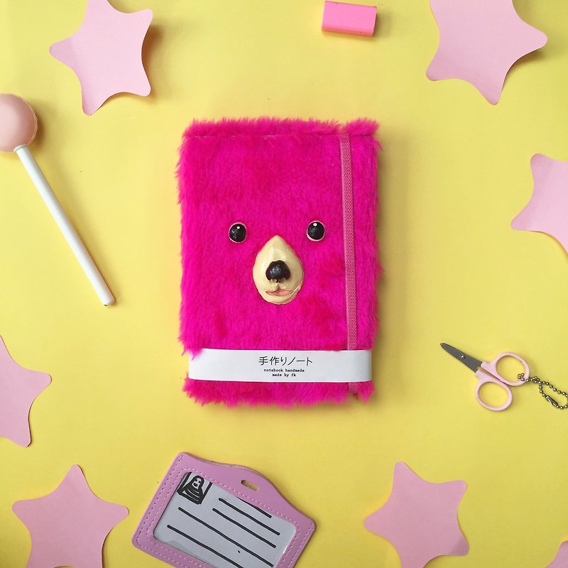 Bear shocking pink notebook - สมุดบันทึก/สมุดปฏิทิน - กระดาษ สึชมพู