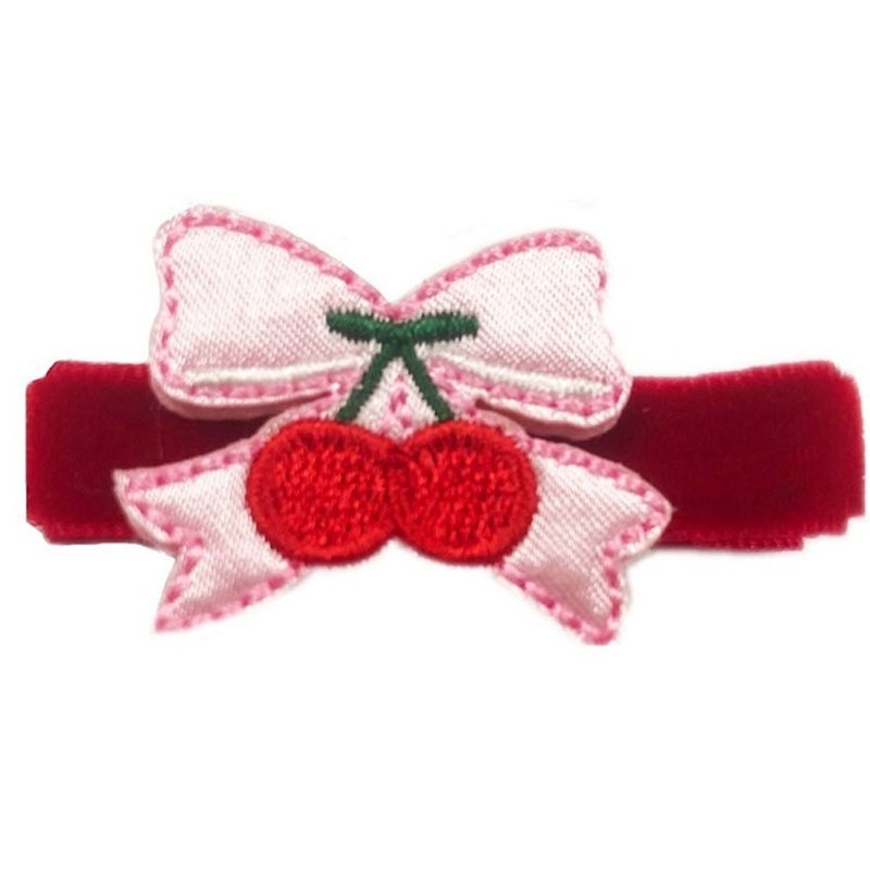 Cherry ribbon hairpin all-inclusive cloth handmade hair accessories Cherry - เครื่องประดับผม - เส้นใยสังเคราะห์ สีแดง
