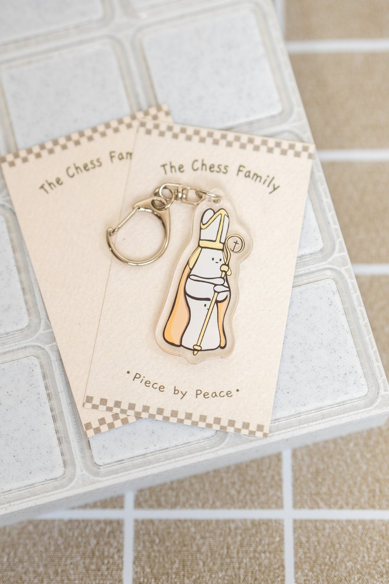 【The Chess Family】- Keychain | Bishop | Unique Chess Design - Charms - Acrylic Multicolor