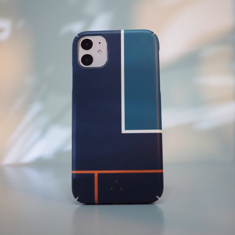 免費刻字 | 幾何簡約缐條撞色藍色DENIM Phone case 客製手機殼 - 手機殼/手機套 - 塑膠 藍色