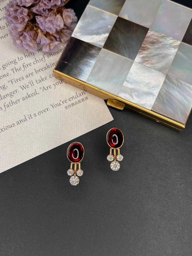 Van Dell 12K gold-filled red jelly elegant earrings - ต่างหู - เครื่องประดับ สีแดง