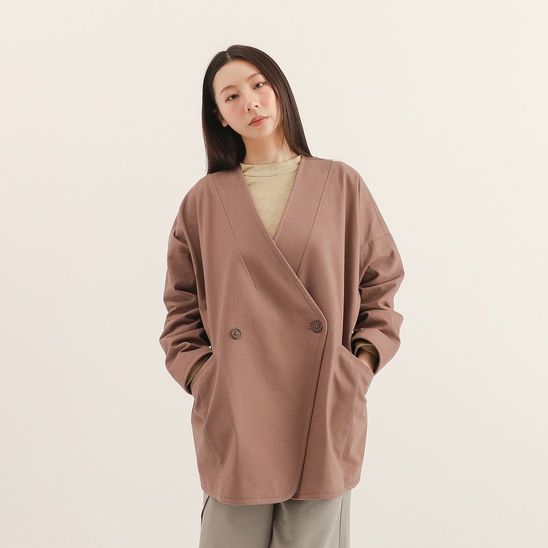 【經典原創】Weixin_維新褶片外套_CLO515_粉棕 - 女大衣/外套 - 聚酯纖維 粉紅色