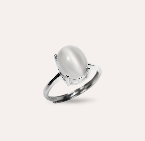 安的珠寶 AND Jewel AND 月光石 貓眼 白色 橢圓 8*10mm 戒指經典系列 Oval 天然寶石