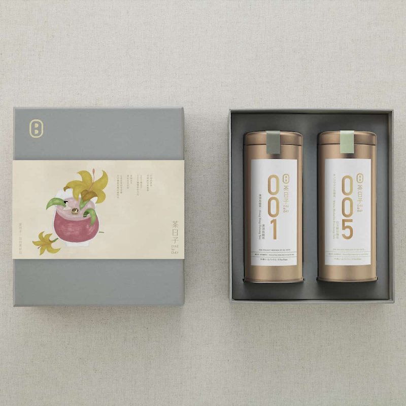 【Good day makes a pair】Lianggen illustration series Hot Spring Day | 2 cans - Tea - Fresh Ingredients Gray