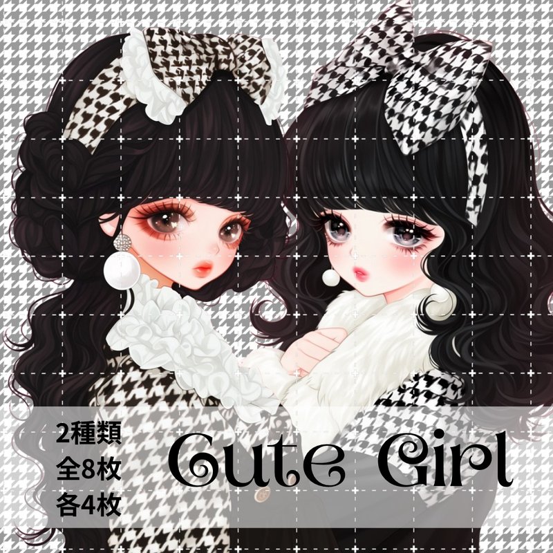 人物貼紙 女孩貼紙 拼貼素材 - 貼紙 - 紙 多色