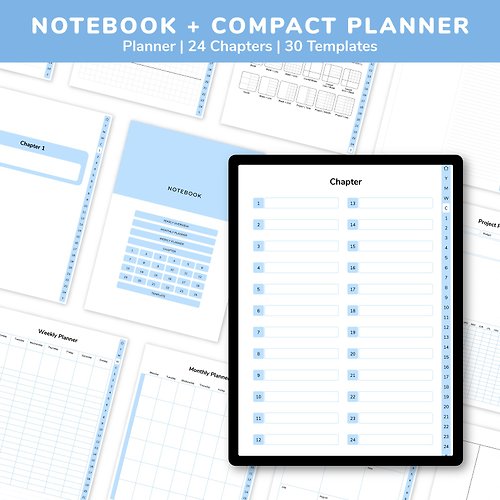 Pluto Pun Studio Digital Notebook and Compact Planner | Blue | Hyperlink