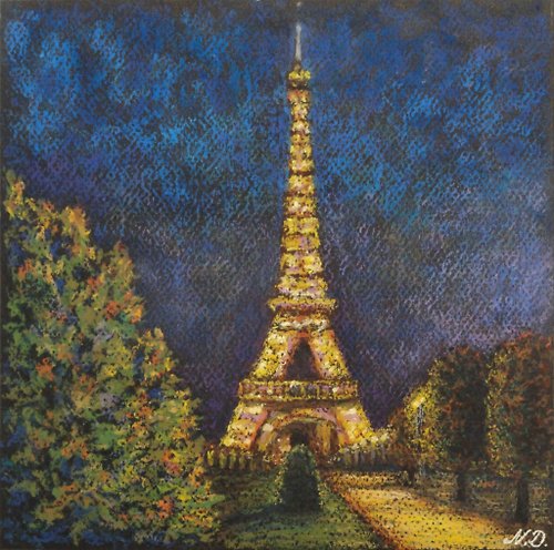 娜塔杜阿特 巴黎繪畫原創藝術埃菲爾鐵塔藝術品城市景觀油畫棒