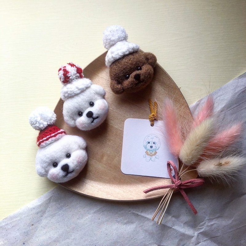 Christmas dog wool felt charm - ที่ห้อยกุญแจ - ขนแกะ 