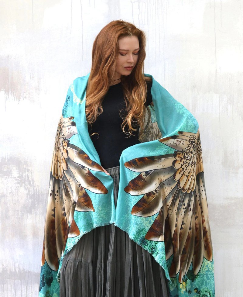 NEW MOON OWL SHAWL - 絲巾 - 棉．麻 