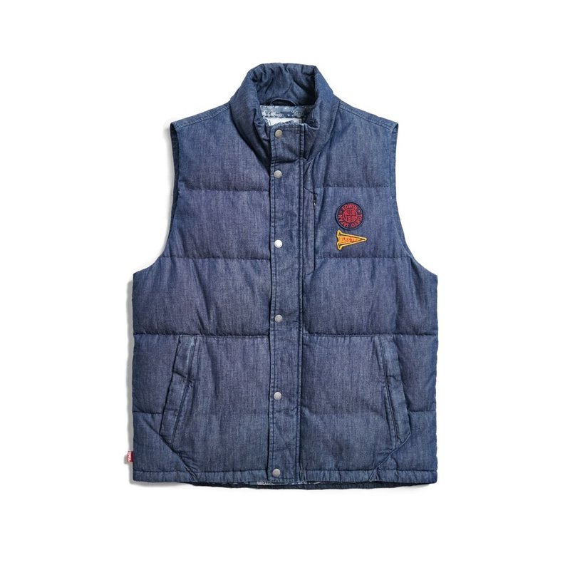 EDWIN BLUE TRIP Ameika Down Vest-Men's (Original Blue) #Vest - Men's Tank Tops & Vests - Cotton & Hemp Blue