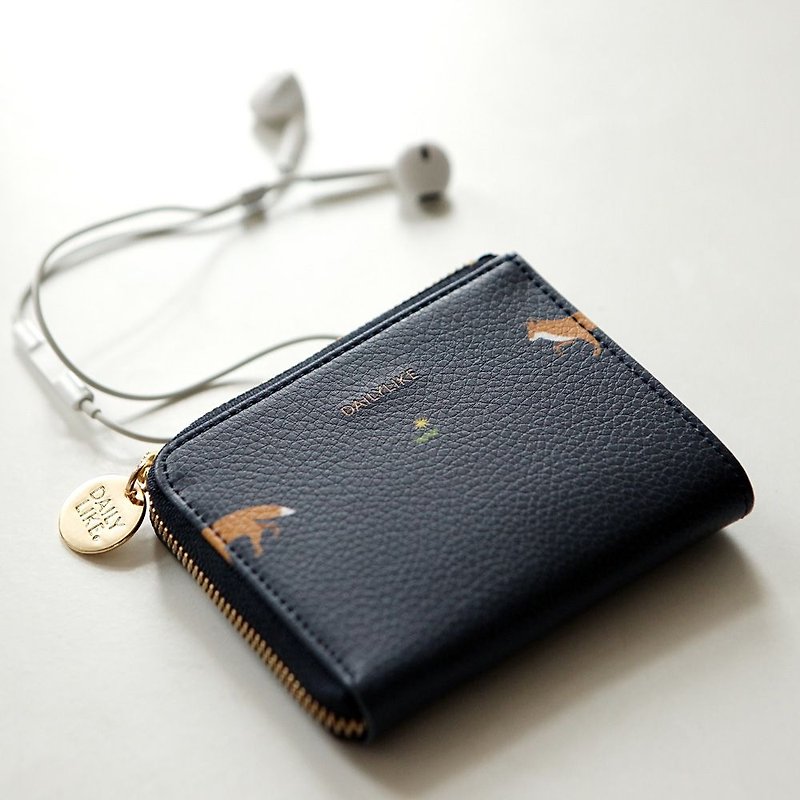 Dailylike beautiful life leather ticket card purse-02 fox, E2D42307 - กระเป๋าใส่เหรียญ - หนังแท้ สีน้ำเงิน