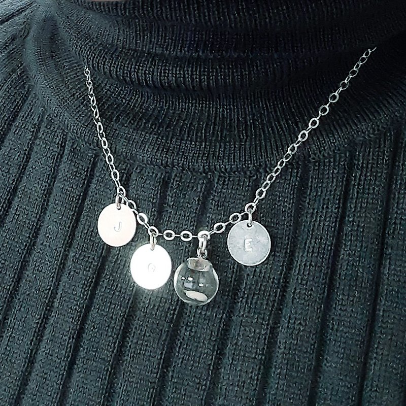 925 sterling silver alphabet necklace bracelet customized name lettering alphabet necklace - Necklaces - Sterling Silver Silver
