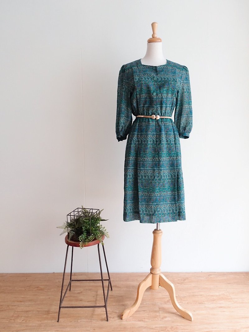Vintage / 七分袖洋裝 no.178 tk - 連身裙 - 聚酯纖維 多色