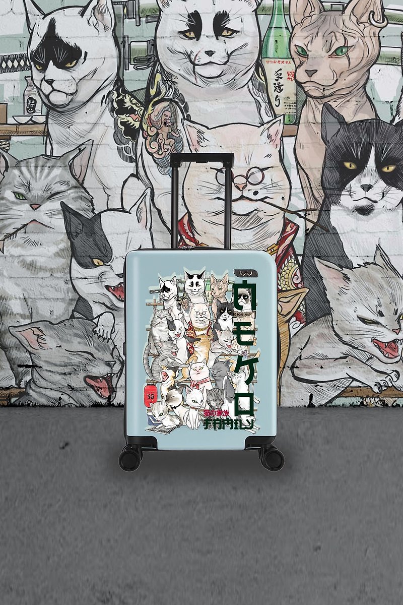 Light blue Neko Family Suitcase 20 inches - Luggage & Luggage Covers - Other Materials Black
