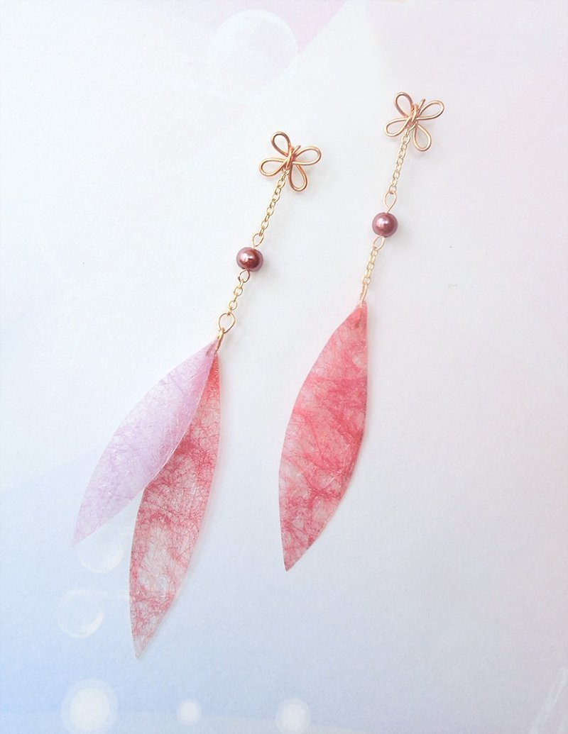 Long leaf poetry ear pin / ear clip (four colors optional) - Earrings & Clip-ons - Other Materials Multicolor