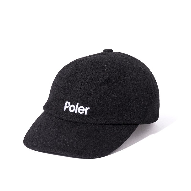 Japan limited POLER WOOL EMB BASEBALL CAP wool EMB baseball cap/black - Hats & Caps - Wool Black