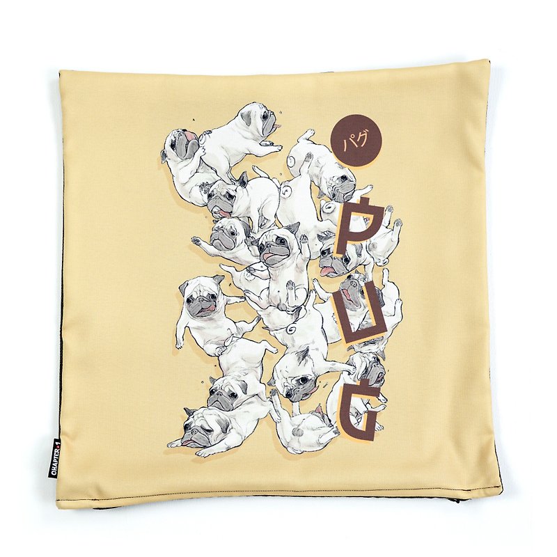 Pug family pillow case New arrival Gift New Year - Pillows & Cushions - Cotton & Hemp Black