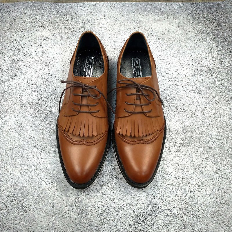 Gentleman Derby Shoes - Brown - รองเท้าหนังผู้ชาย - หนังแท้ สีนำ้ตาล