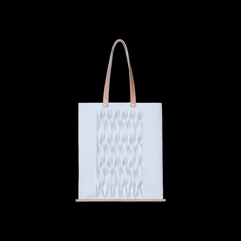 Shoulder bag canvas bag handbag micro-transparent design independent designer niche handmade studio vegetable tanned leather - Handbags & Totes - Cotton & Hemp White