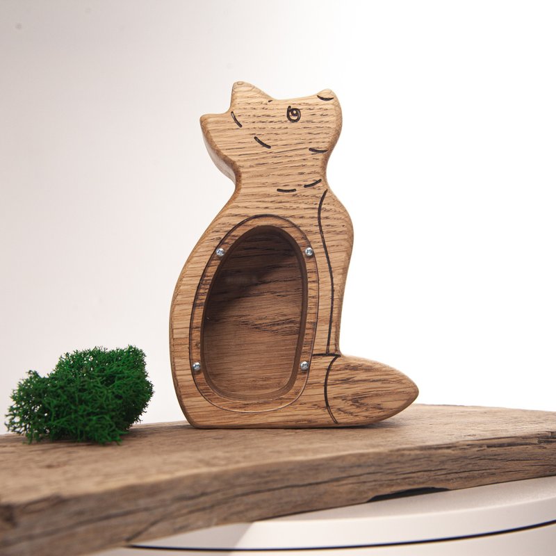 Wooden fox coin bank, Customized gift, save bank, animal money box, first gifts - Coin Banks - Wood 