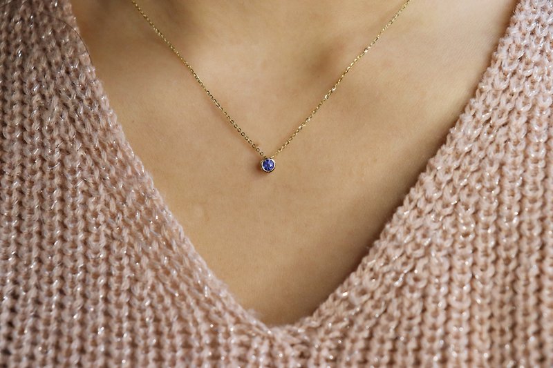 【Hualin akari】Sapphire necklace - Necklaces - Gemstone Gold