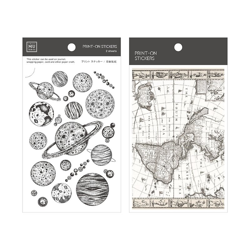 【Print-On Stickers 轉印貼紙】no.56-天文地理 | 復古系列 - 貼紙 - 其他材質 咖啡色
