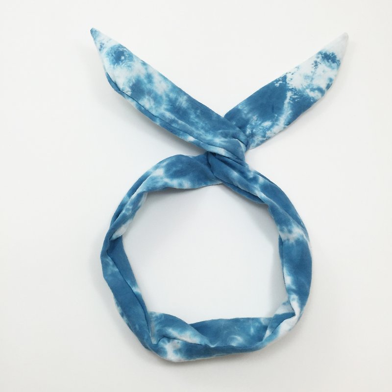 : Sky : Tie dye/handmade/Headband - Hair Accessories - Cotton & Hemp Blue
