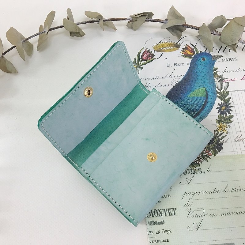 Graduation Gift Wax Lake Green Card Holder/Business Card Holder_Leather Hand-stitched Business Card holder - Card Holders & Cases - Genuine Leather Green
