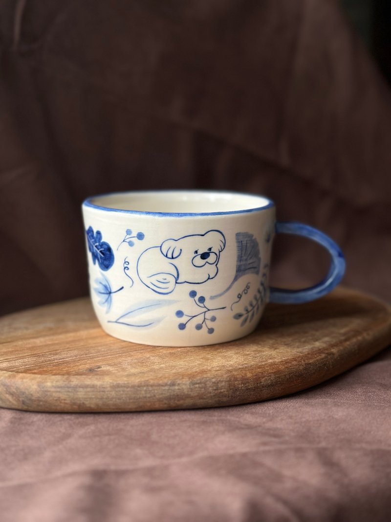 Blue and white cup 400ml - Mugs - Pottery 