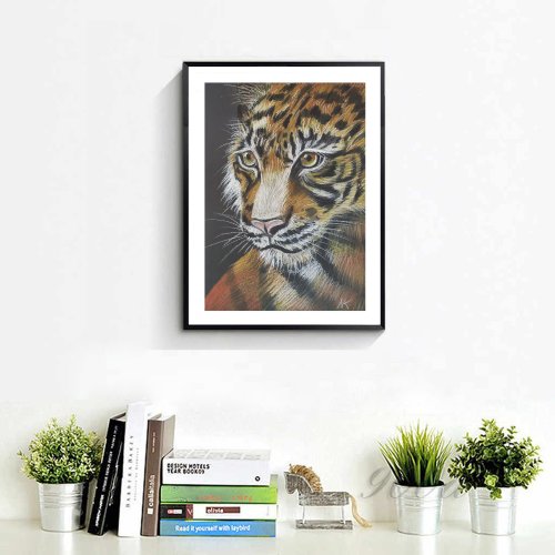 虎オイルパステル原作動物原画の肖像 - ショップ Nadinart ウォール