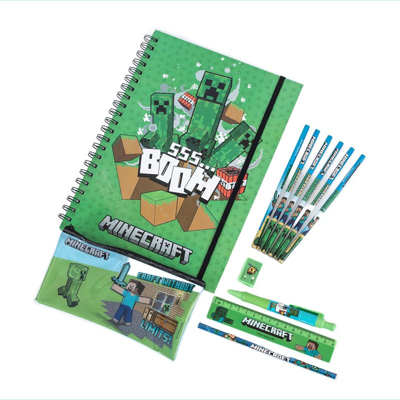 Officially Licensed Minecraft Deluxe 12 piece bumper stationery set - Other Writing Utensils - Plastic Green