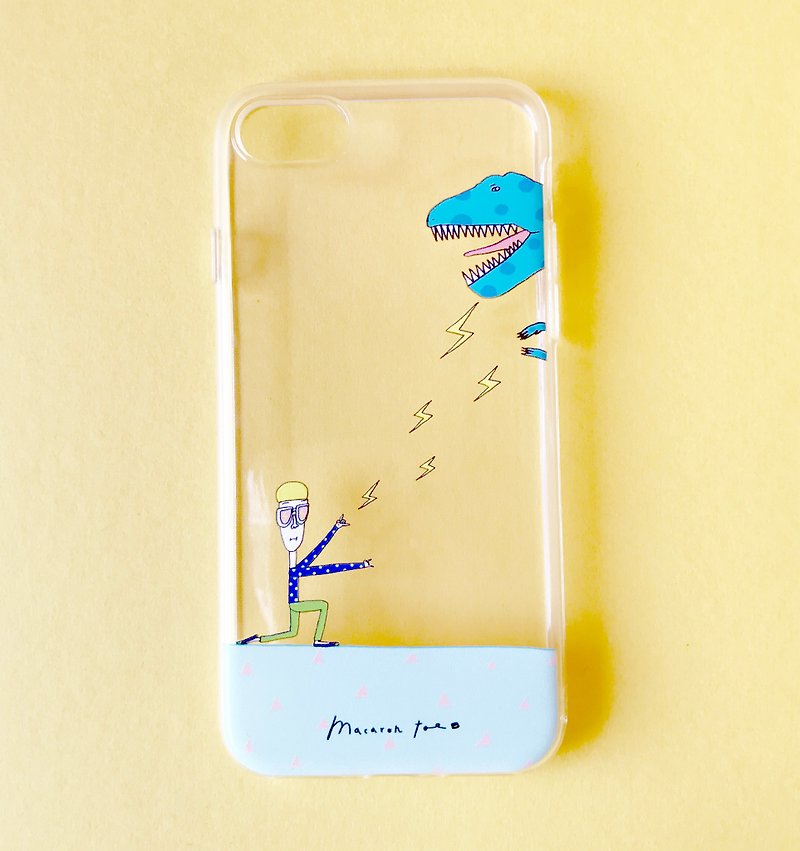 Dinosaur Eats Apple | iPhone case (soft) - Phone Cases - Plastic Blue