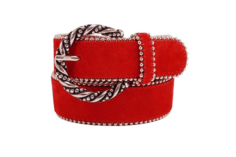 Red belt, red women's belt, wide women's belt, red waist belt, red dress belt - 皮帶/腰帶 - 真皮 紅色