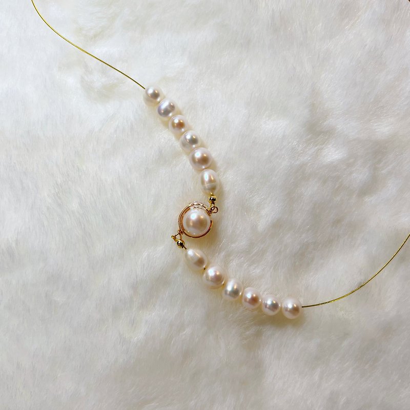 [Customized] Natural Pearl Wire Necklace丨Elegance - Necklaces - Pearl Multicolor