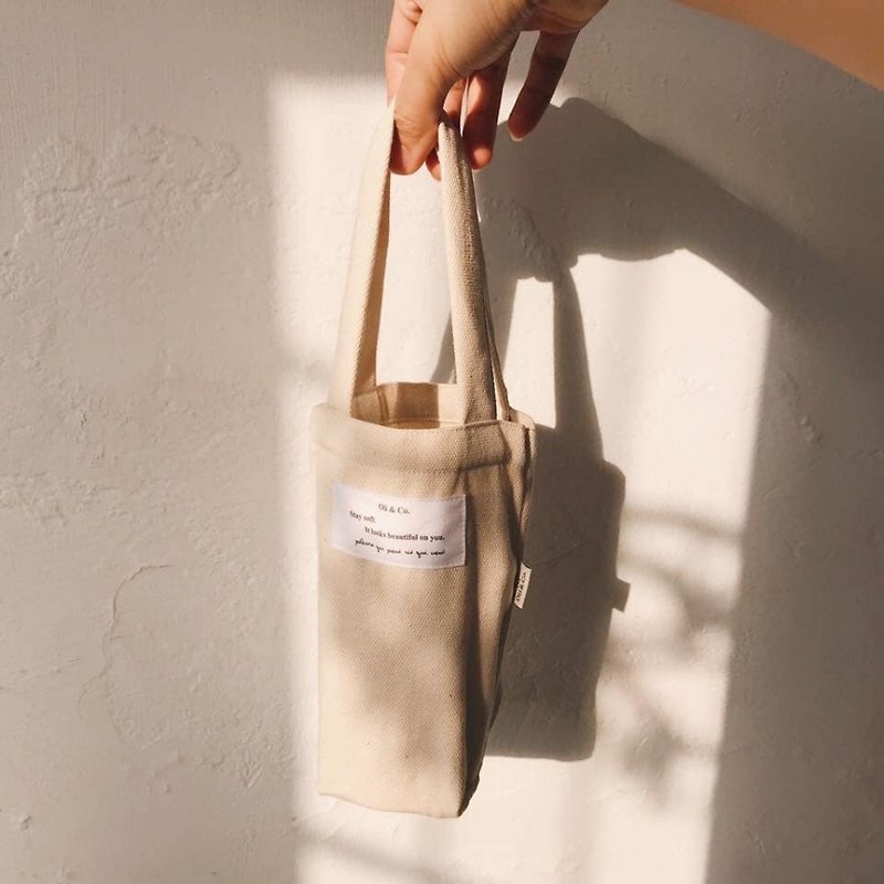 Brand Handy Drink Bag Canvas Drink Tote Bag Handbag Sundries Bag - Beverage Holders & Bags - Cotton & Hemp White