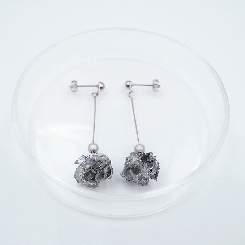 CRYSTALLIZATION _Phase 1_State D - Earrings & Clip-ons - Glass Silver