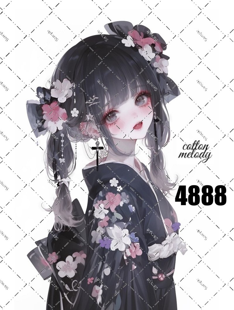 original sticker no.4888 人物ステッカー オリジナルステッカー オリジナル人物ステッカー 装飾ステッカー cotton melody - 貼紙 - 紙 