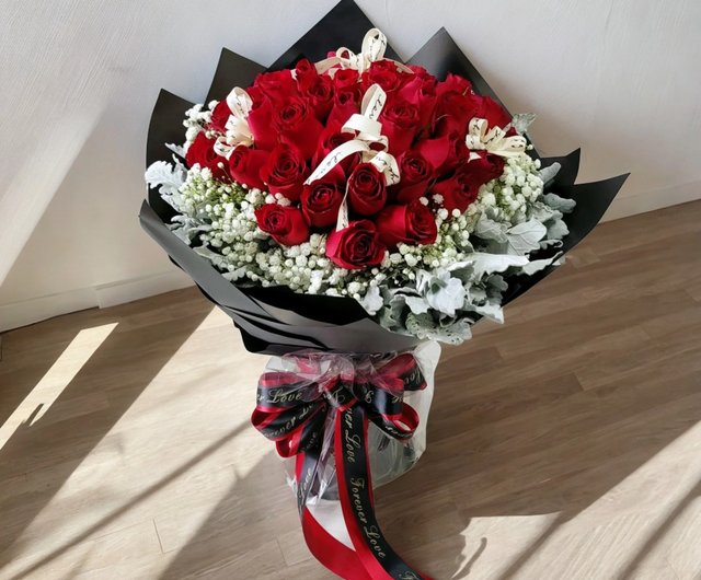 Sheet Music Paper Flower Bouquet. Red White and Black. 