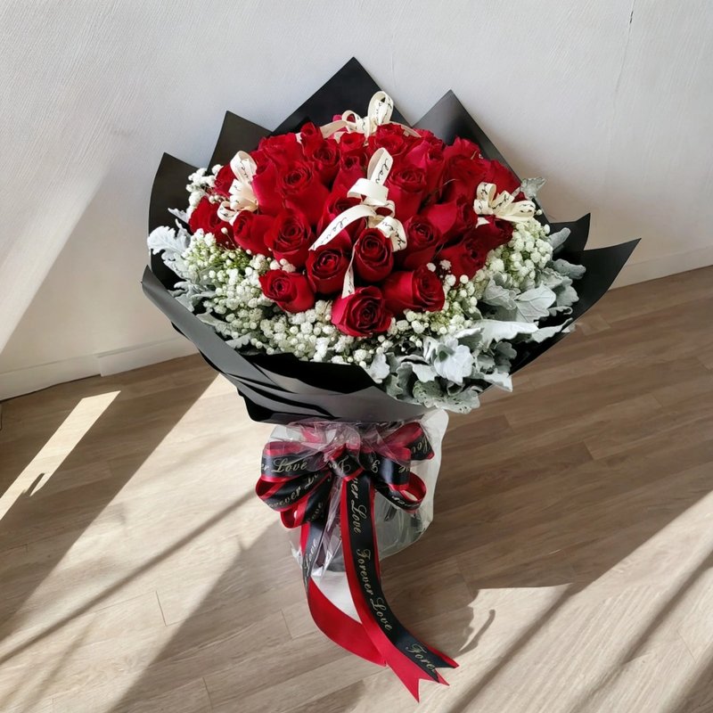 鮮花花束 (紅玫瑰36枝、滿天星、銀葉菊) GF00178 - 盆栽/植栽 - 植物．花 