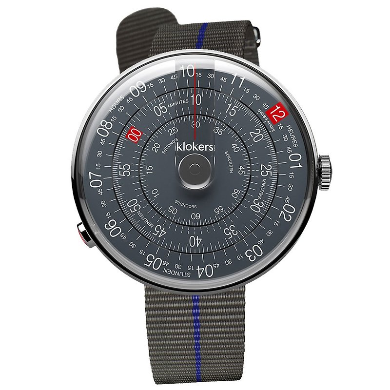 KLOK-01-D8 深灰色錶頭+尼龍單圈錶帶 加碼贈送原廠手環 - 男錶/中性錶 - 其他材質 藍色