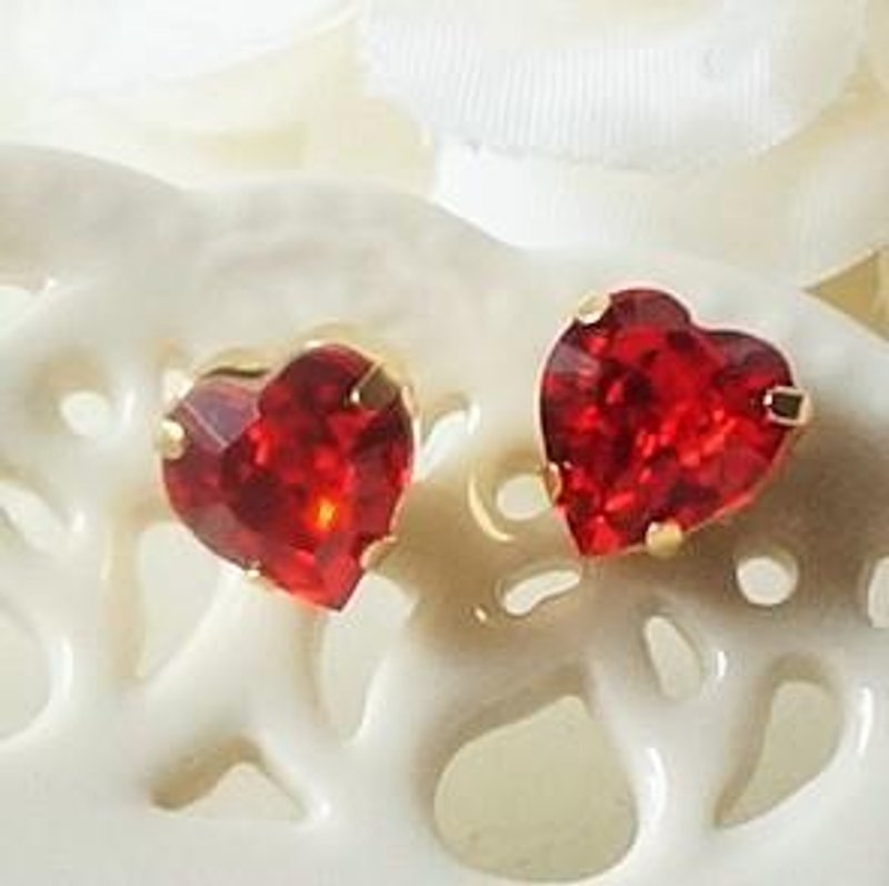 7 colors Love ♡ Heart Swarovski earrings / earrings - Earrings & Clip-ons - Other Metals 