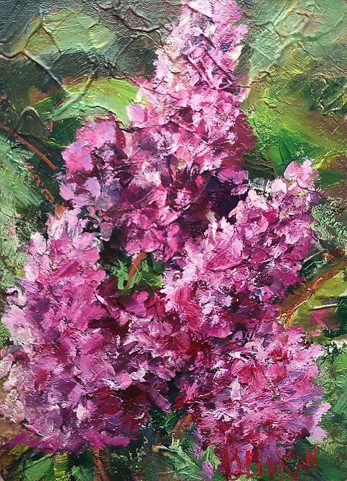奥利弗卡纳特 Lilac Painting Original Oil Painting Spring Branch Floral Artwork
