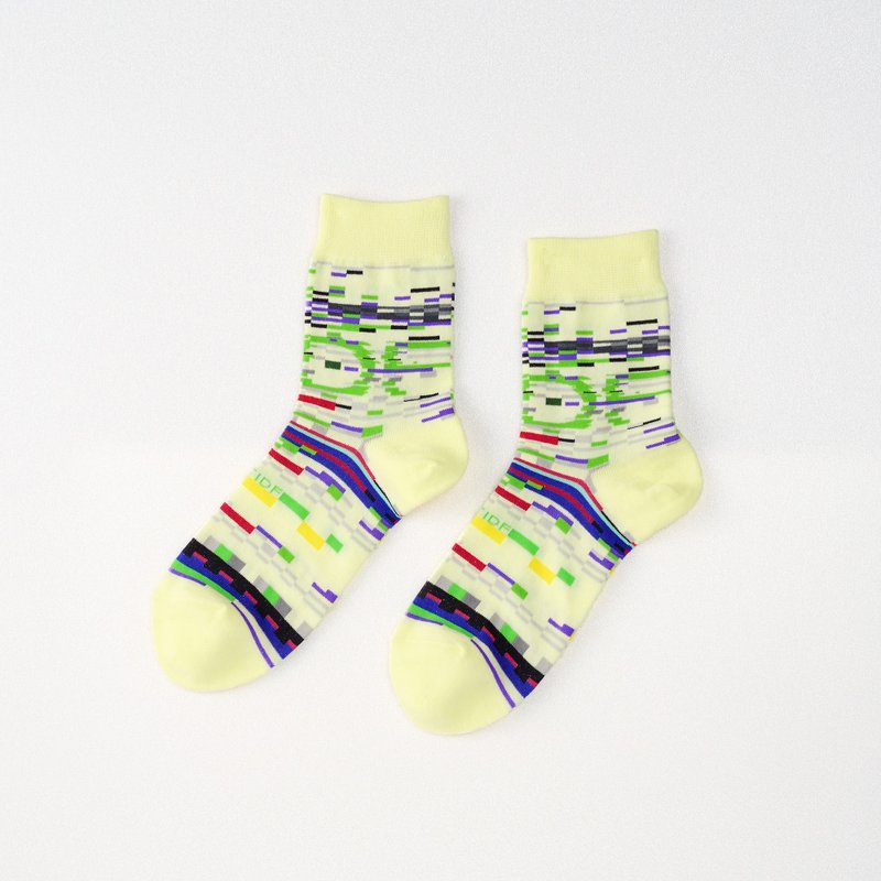 [Joint Series TIDF] TIDF opens/Yellow (F)-MIT designed mid-calf socks - ถุงเท้า - ผ้าฝ้าย/ผ้าลินิน สีเหลือง