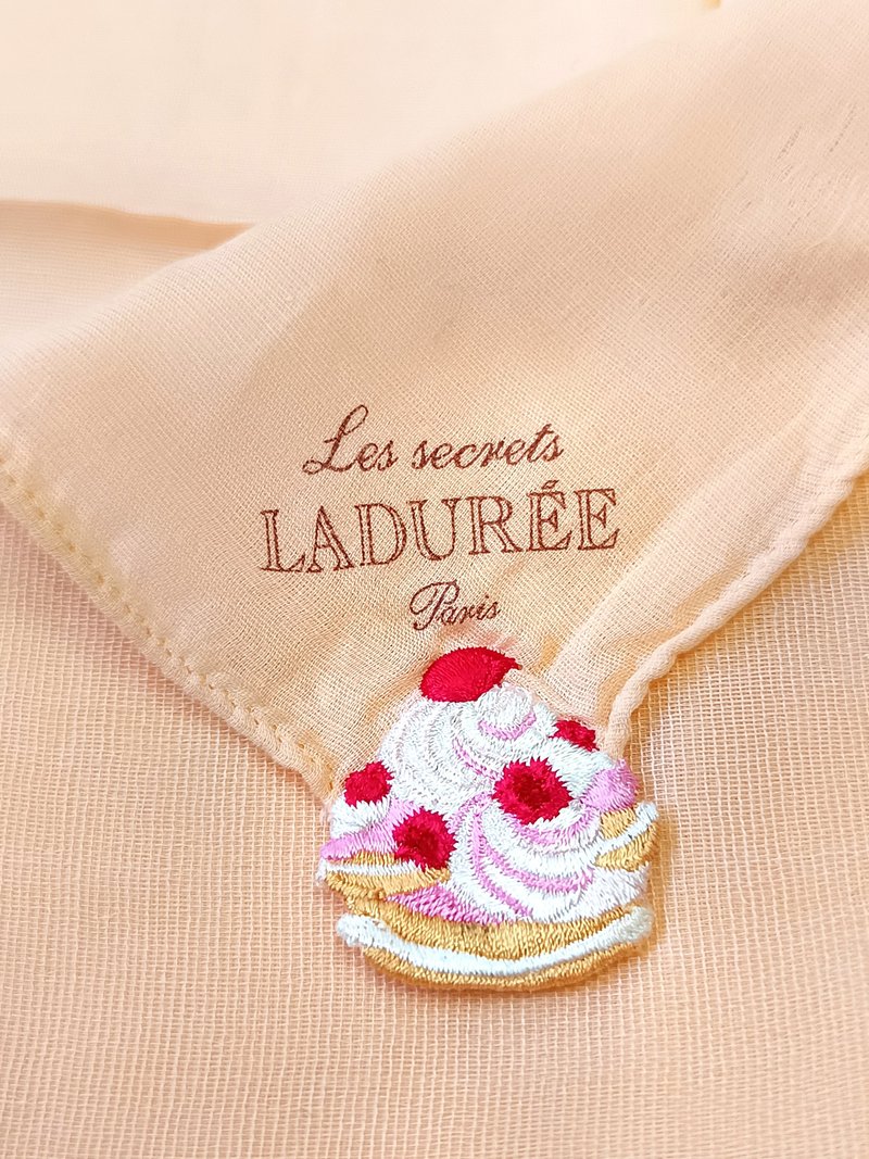 Les Secrets Laduree Paris Cupcake Vintage Handkerchief 18 x 18 inches - 手帕 - 棉．麻 橘色