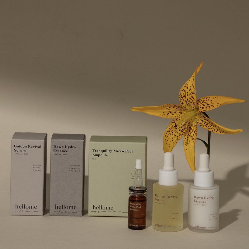 保濕煥膚發光組-拋光安瓶10ml+水乳精華30ml+精萃油30ml - 保養/沐浴旅行組 - 玻璃 多色