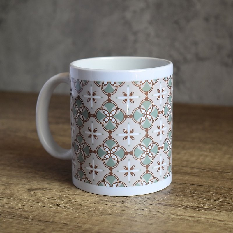 [Tonglu] Begonia Impression_Retro Tile Mug - Mugs - Porcelain Green
