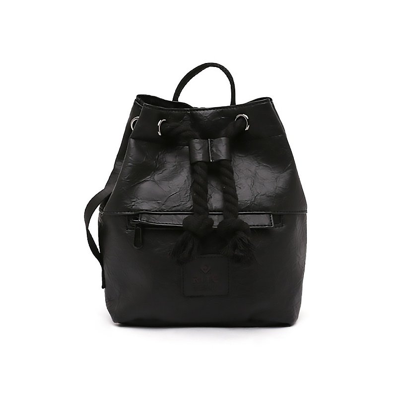 [RITE] Le Tour Series - Dual-use Boxing Small Backpack 2.0-Kraft Paper - Black - กระเป๋าแมสเซนเจอร์ - วัสดุกันนำ้ สีดำ