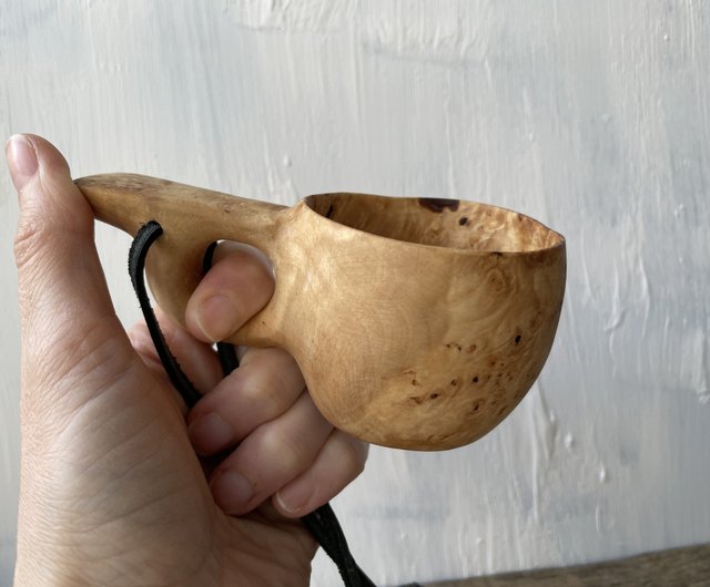 BNNEW Kuksa Gobelet en bois sculpté à la main – Kuksa Guksi avec