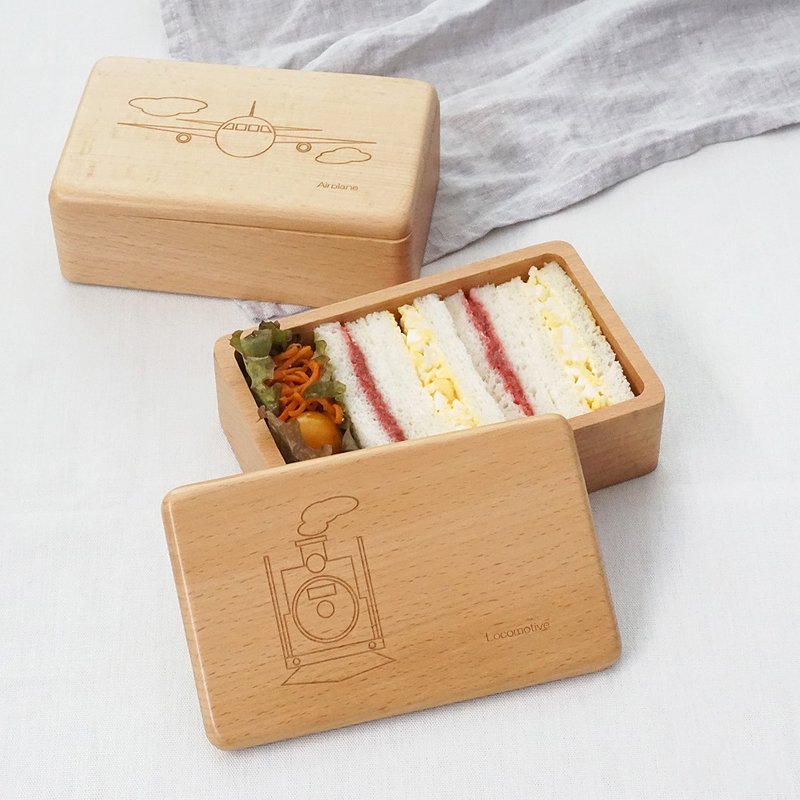 buna Natural Wood Norimono Lunchbox 450ml Bento Bentobox Kids Gift Present Japan - 便當盒/食物袋 - 木頭 卡其色