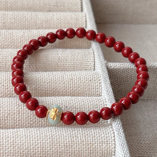 Angel's tears 天使之淚 Jewelry Design 天然原礦硃砂. 紫金砂 A貨翡翠轉運朱設計單圈手串